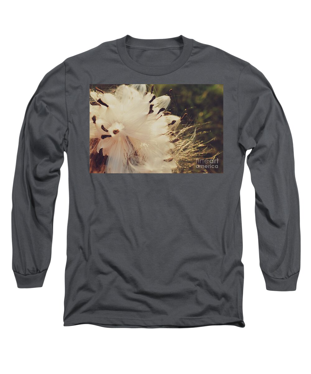 Age Long Sleeve T-Shirt featuring the photograph Detail of an autumnal flower of pale and soft tones with seeds. by Joaquin Corbalan