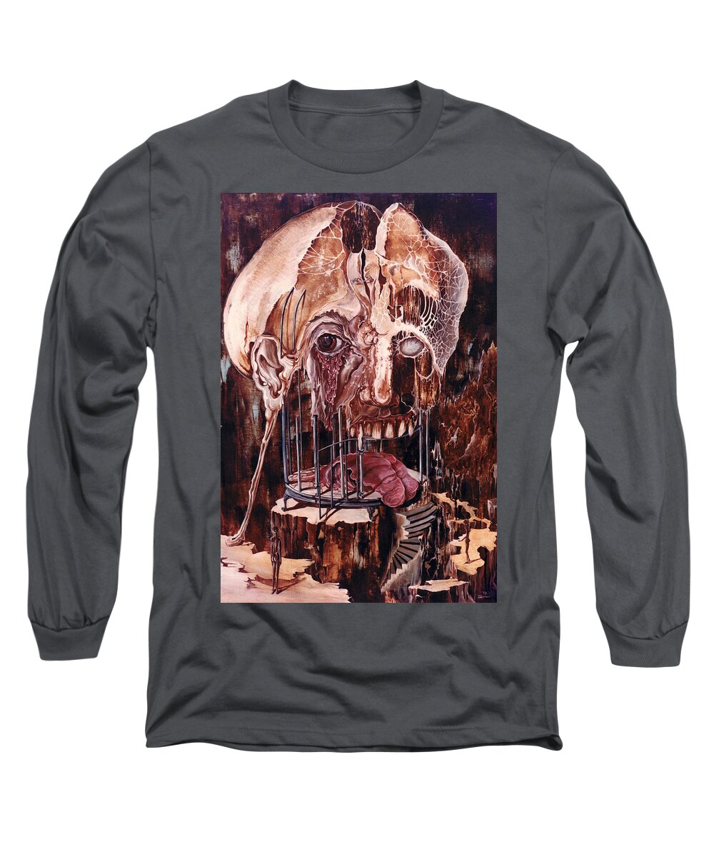 Surrealism Long Sleeve T-Shirt featuring the painting Deterioration Of Mind Over Matter by Otto Rapp