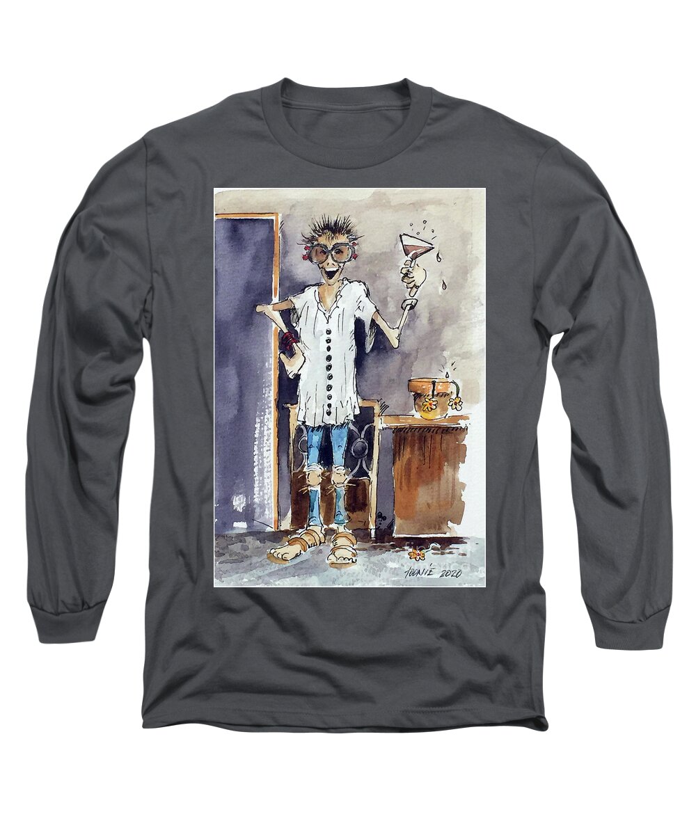 A Cartoon Of A Friend Long Sleeve T-Shirt featuring the painting Diane Pefley by Monte Toon