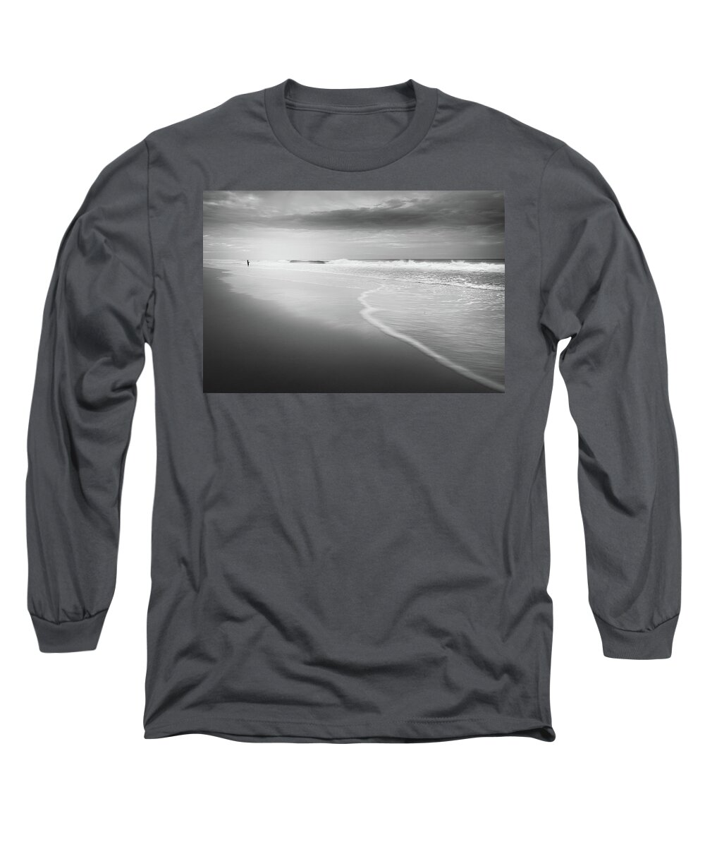 Beach Long Sleeve T-Shirt featuring the photograph Distant Fisherman by Jordan Hill