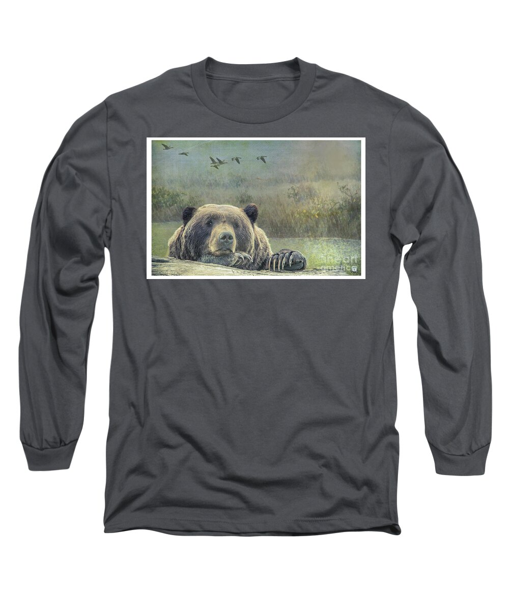 Bear Long Sleeve T-Shirt featuring the digital art Does a Bear in the Woods by Deb Nakano