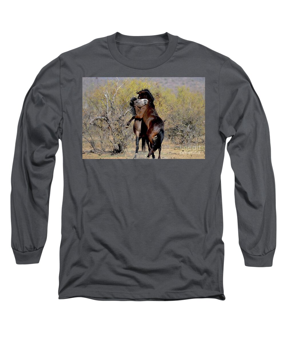 Salt River Wild Horses Long Sleeve T-Shirt featuring the digital art Does Somebody Need A Hug by Tammy Keyes