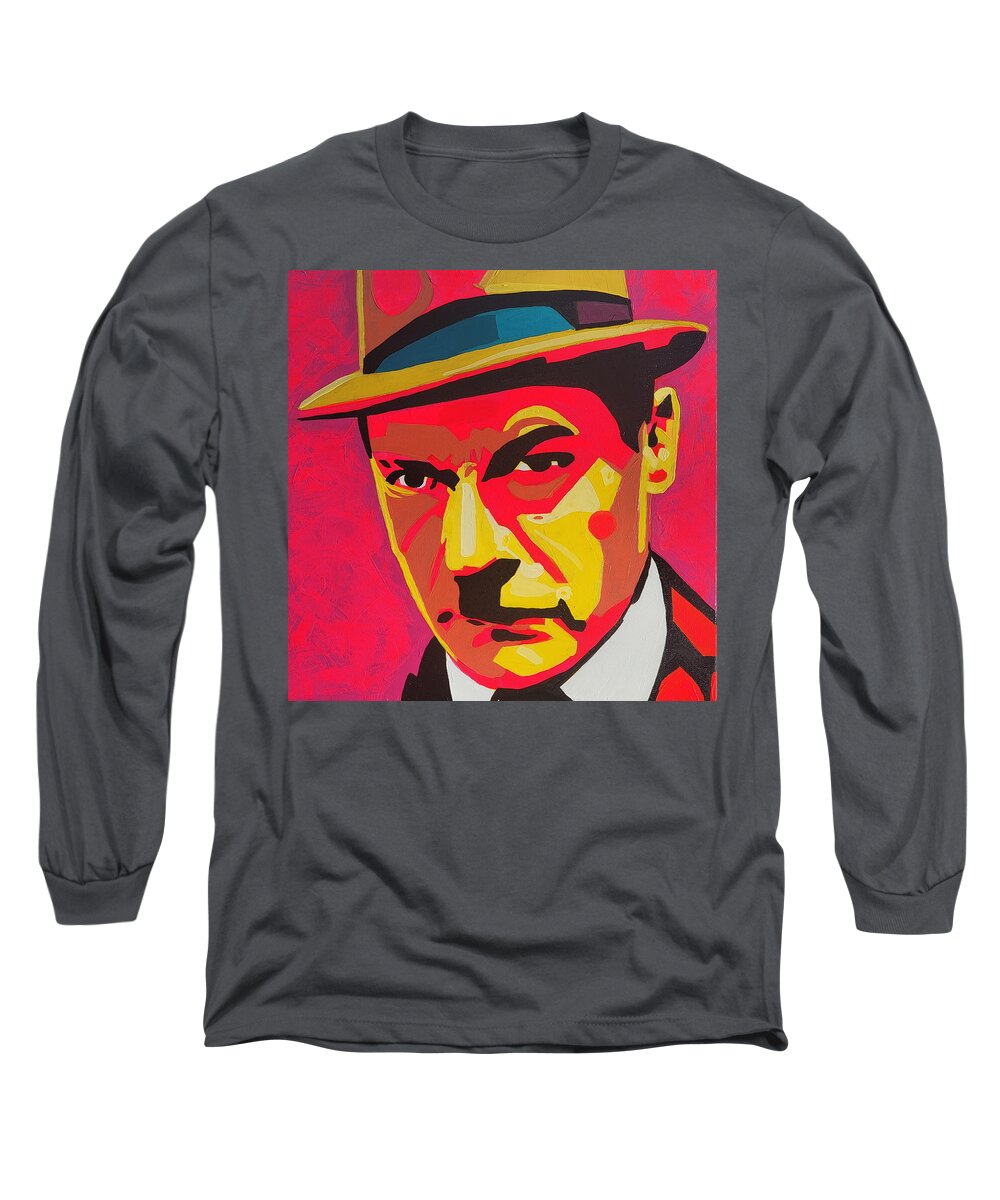  Long Sleeve T-Shirt featuring the painting Vinny Mean Mugs. by Emanuel Alvarez Valencia