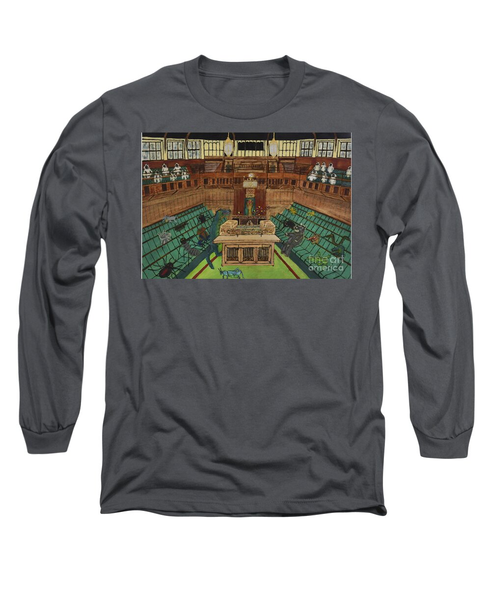 Parliament Long Sleeve T-Shirt featuring the painting Drain the Swamp by David Westwood