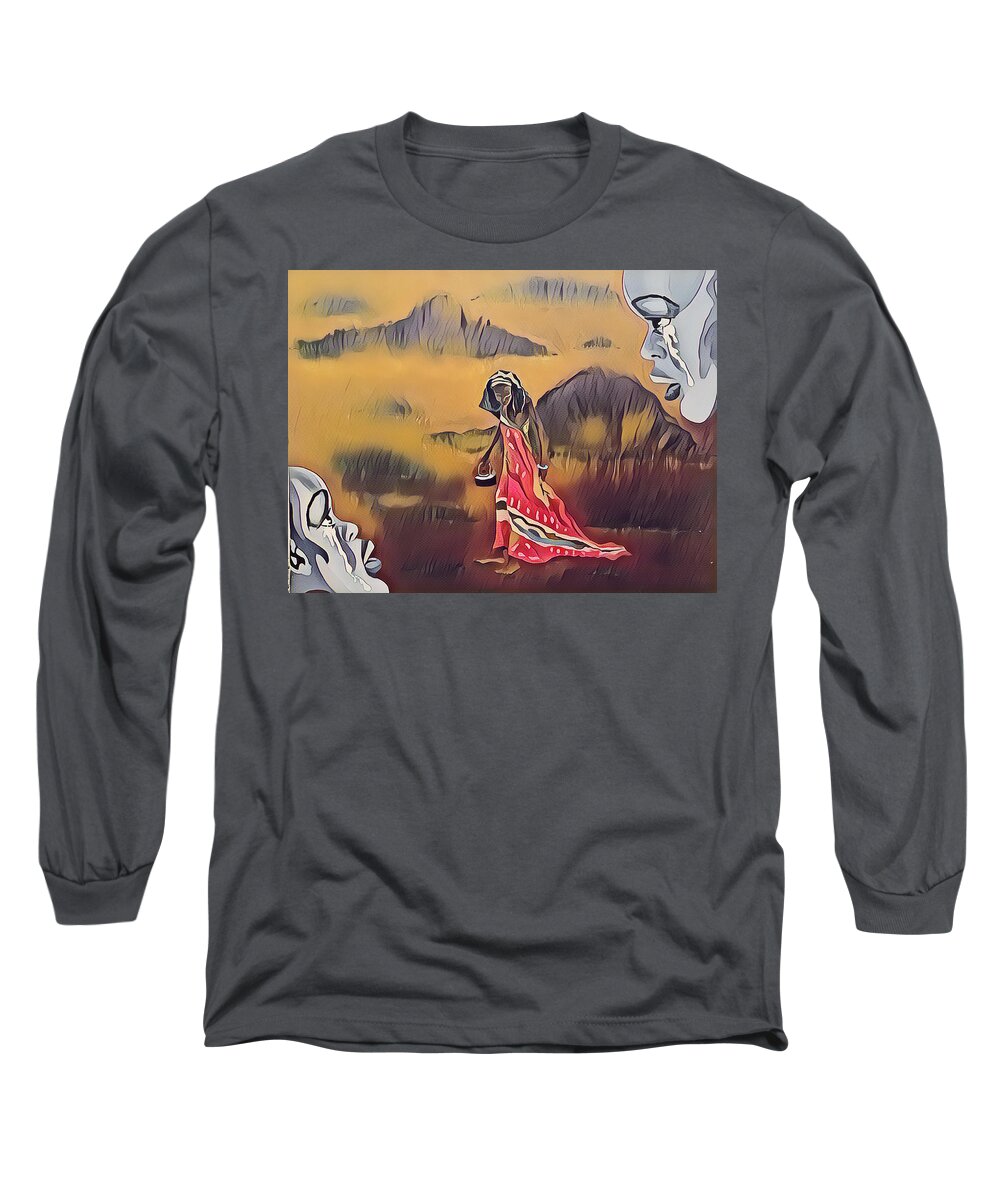  Long Sleeve T-Shirt featuring the painting Dry by Try Cheatham
