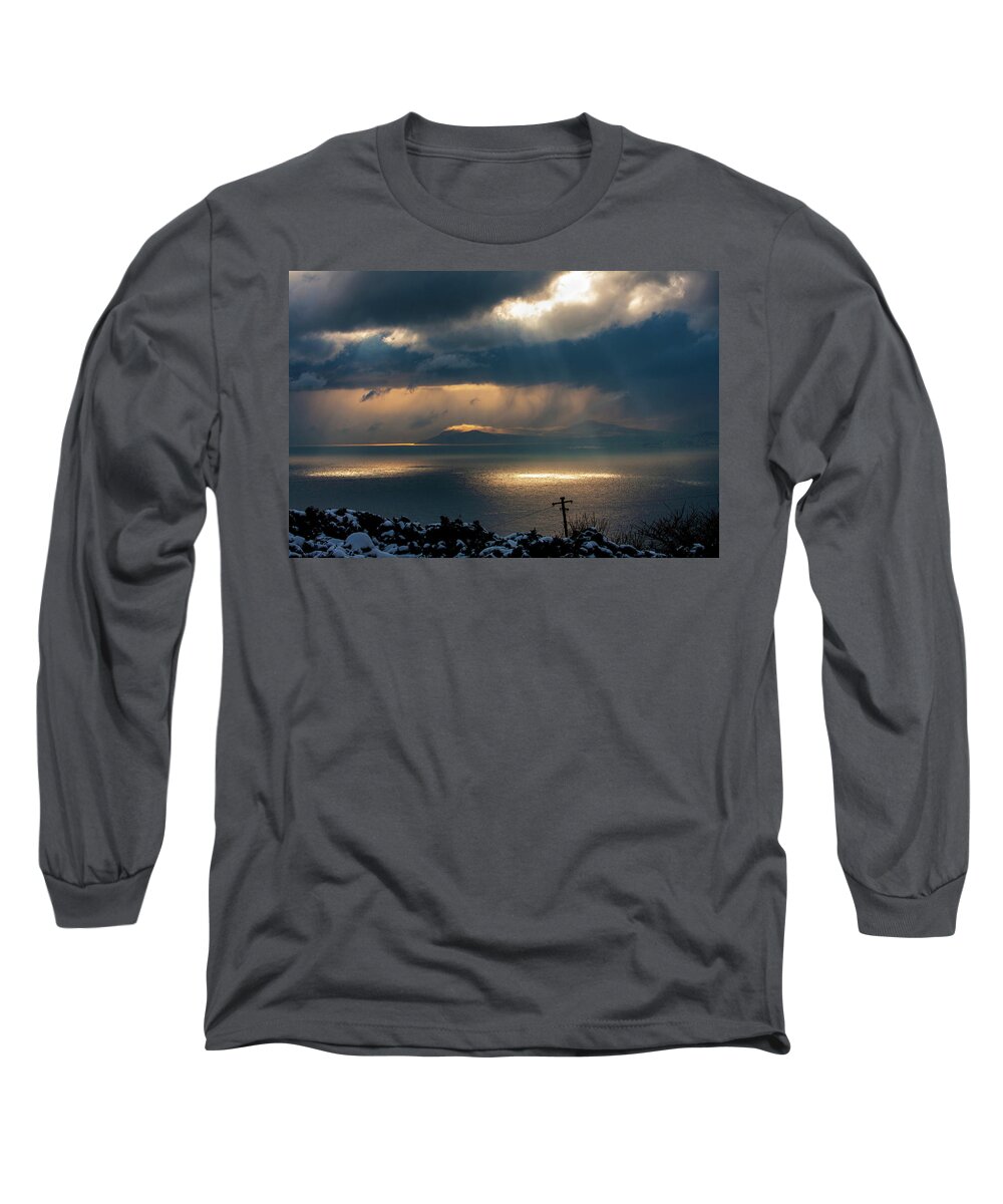 Howth Long Sleeve T-Shirt featuring the photograph Dublin Bay from Howth Summit - Winter 2010 by John Soffe