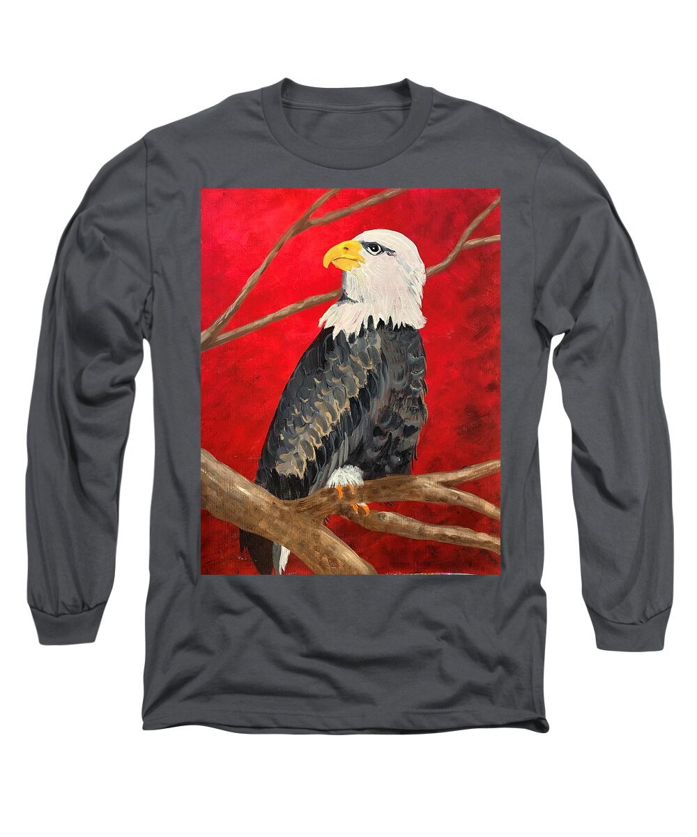 Eagle Long Sleeve T-Shirt featuring the painting Eagle by Nancy Sisco