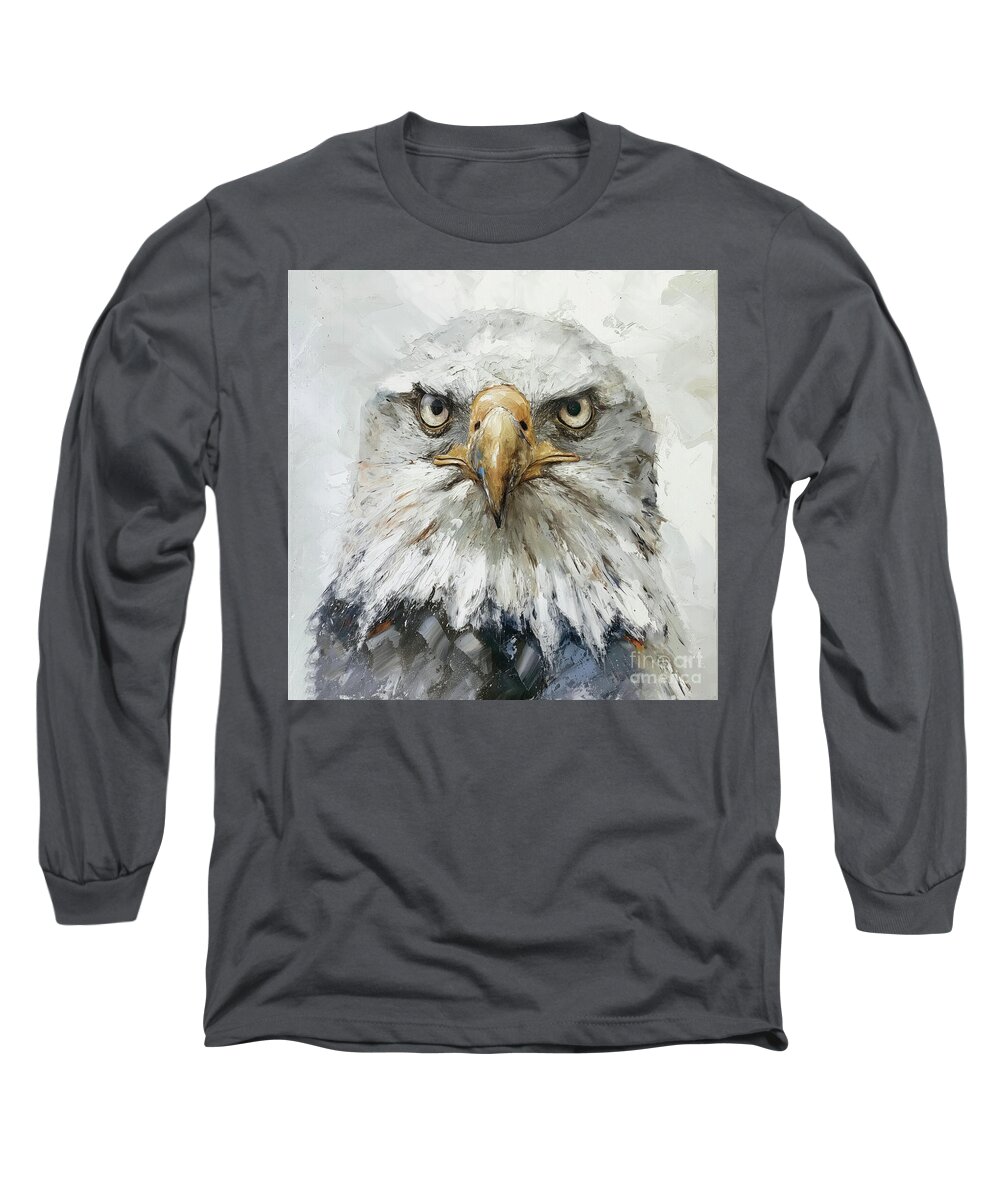 American Bald Eagle Long Sleeve T-Shirt featuring the painting Eagle Stare by Tina LeCour