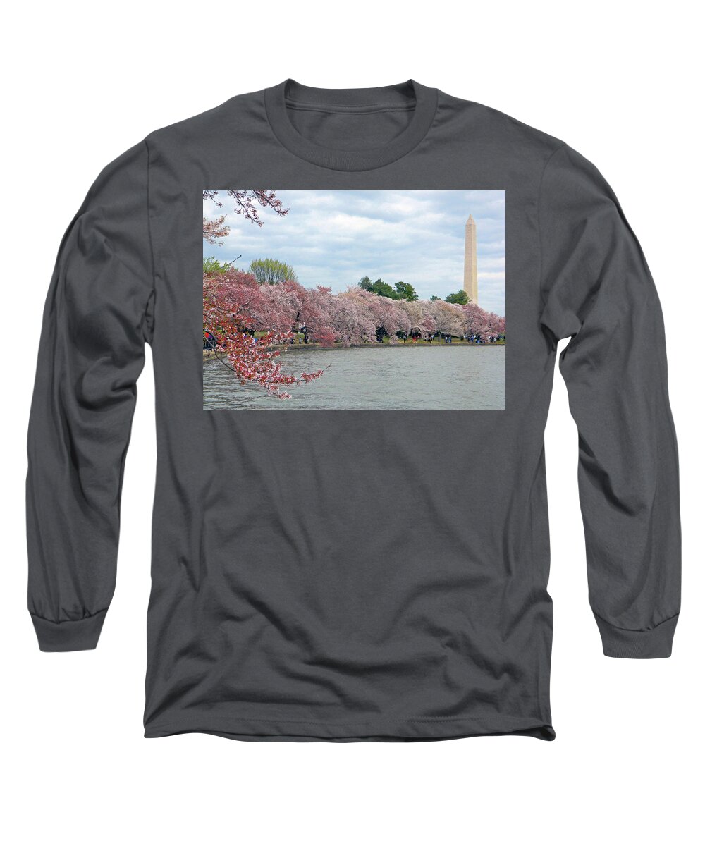 Tidal Basin Long Sleeve T-Shirt featuring the photograph Early Arrival Of The Japanese Cherry Blossoms 2016 by Emmy Marie Vickers