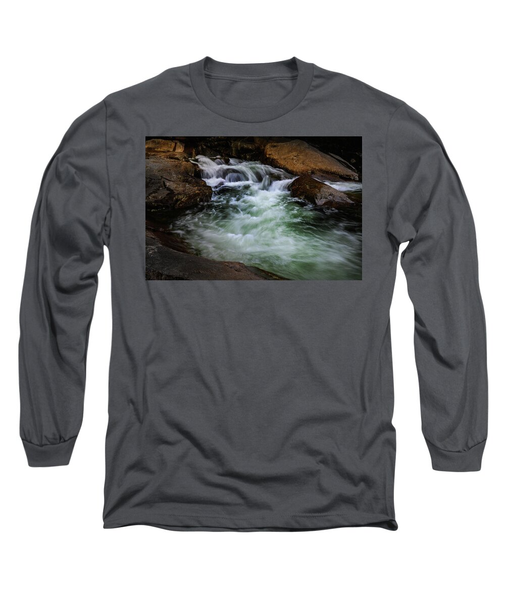 Water Falls Long Sleeve T-Shirt featuring the photograph Earth Day Rush, NH by Michael Hubley