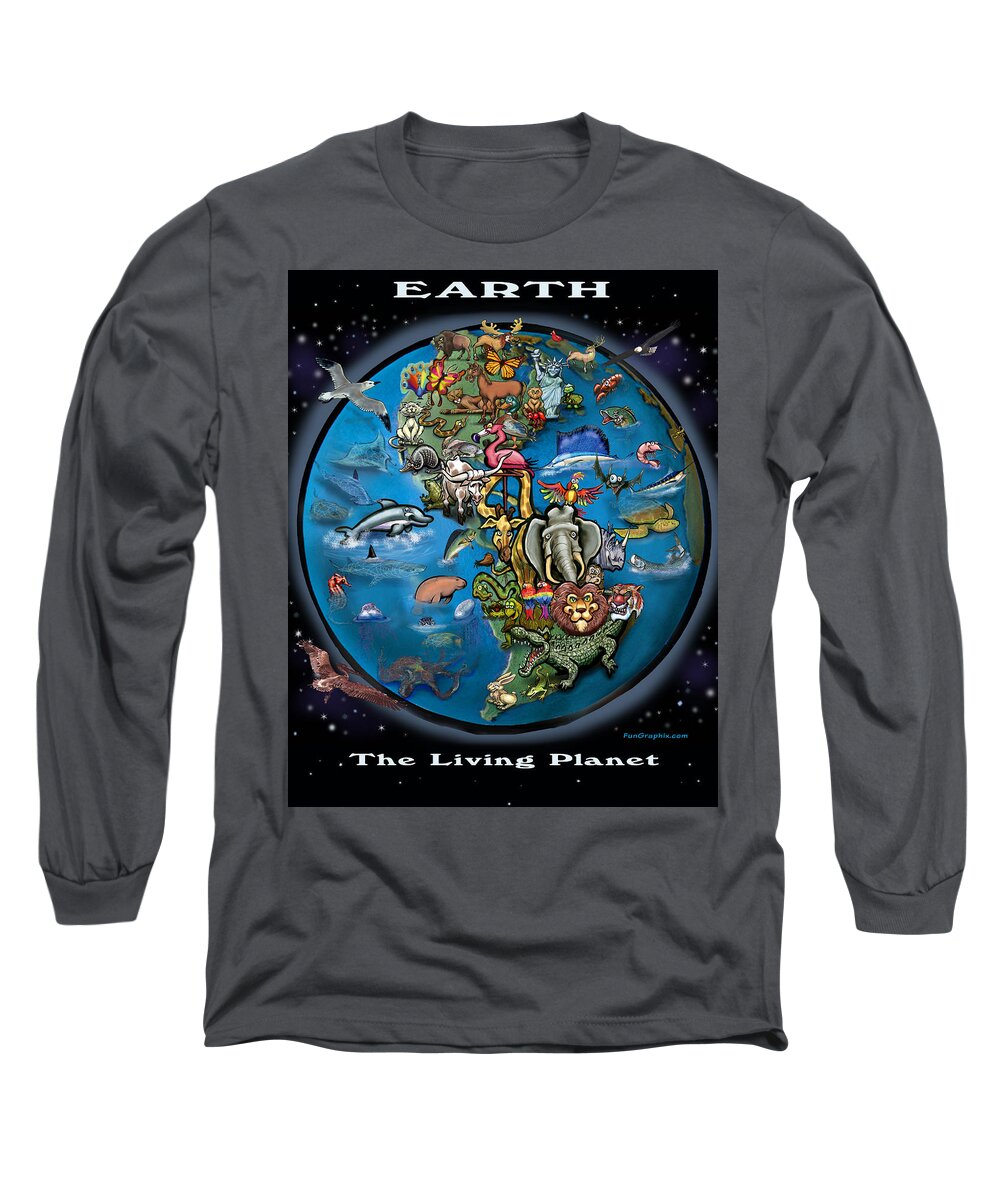 Earth Long Sleeve T-Shirt featuring the painting Earth by Kevin Middleton