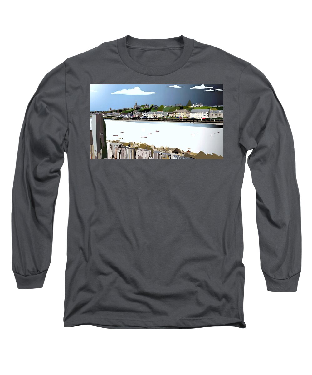 Lossiemouth Long Sleeve T-Shirt featuring the digital art East Beach Lossiemouth by John Mckenzie