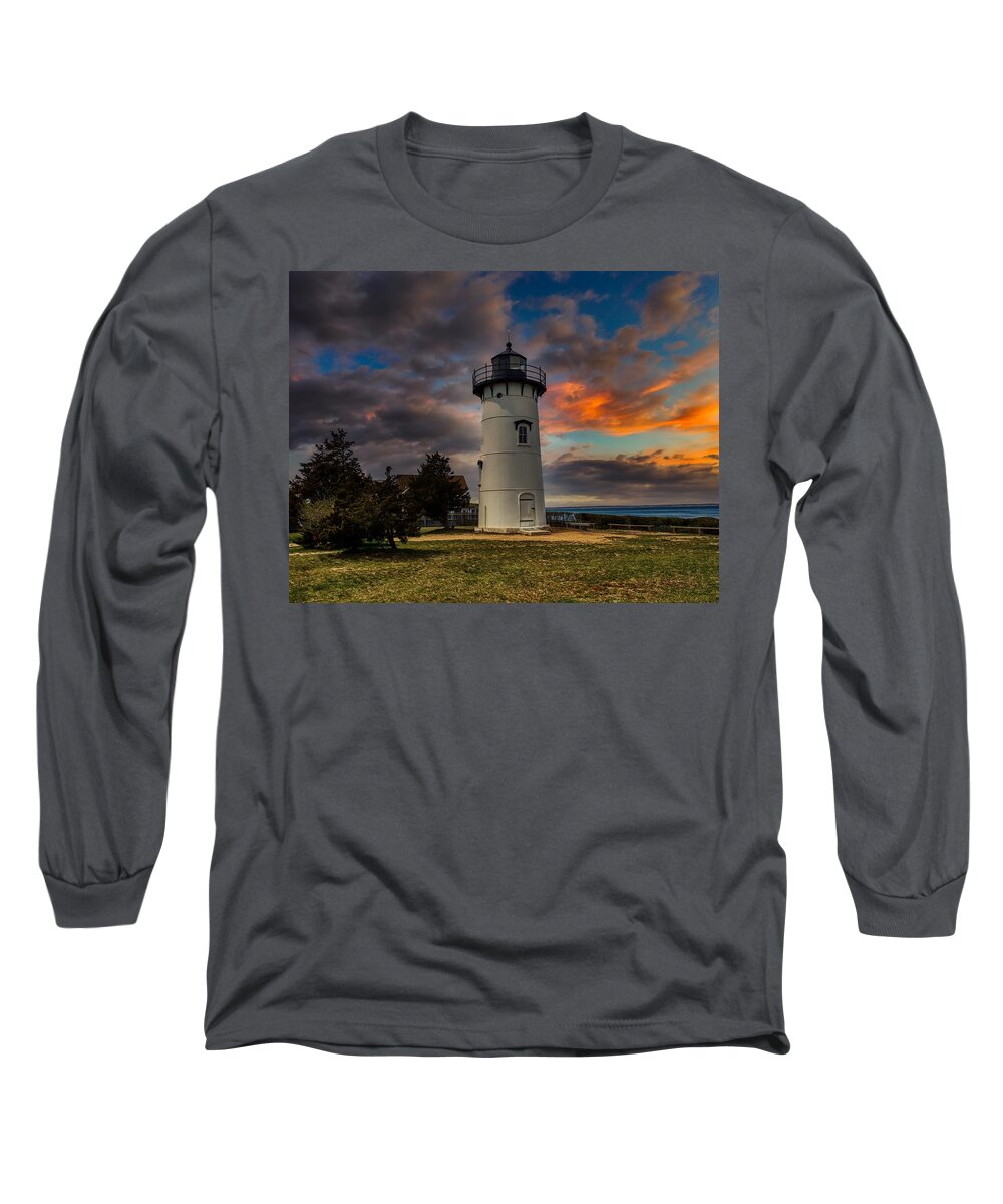 East Chop Lighthouse Long Sleeve T-Shirt featuring the photograph East Chop Lighthouse At Sunset by Mountain Dreams