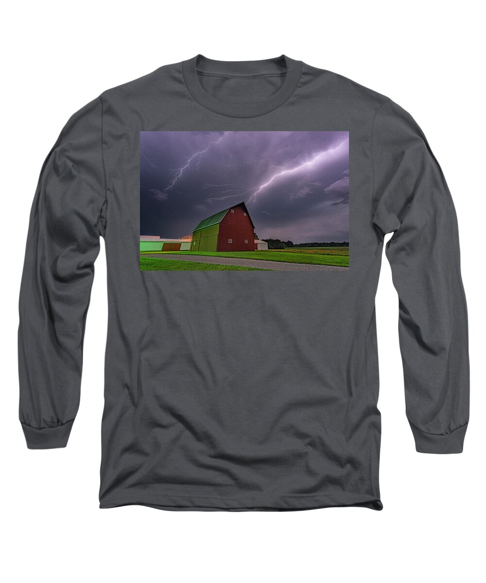 Barn Long Sleeve T-Shirt featuring the photograph Electric Farm by Marcus Hustedde