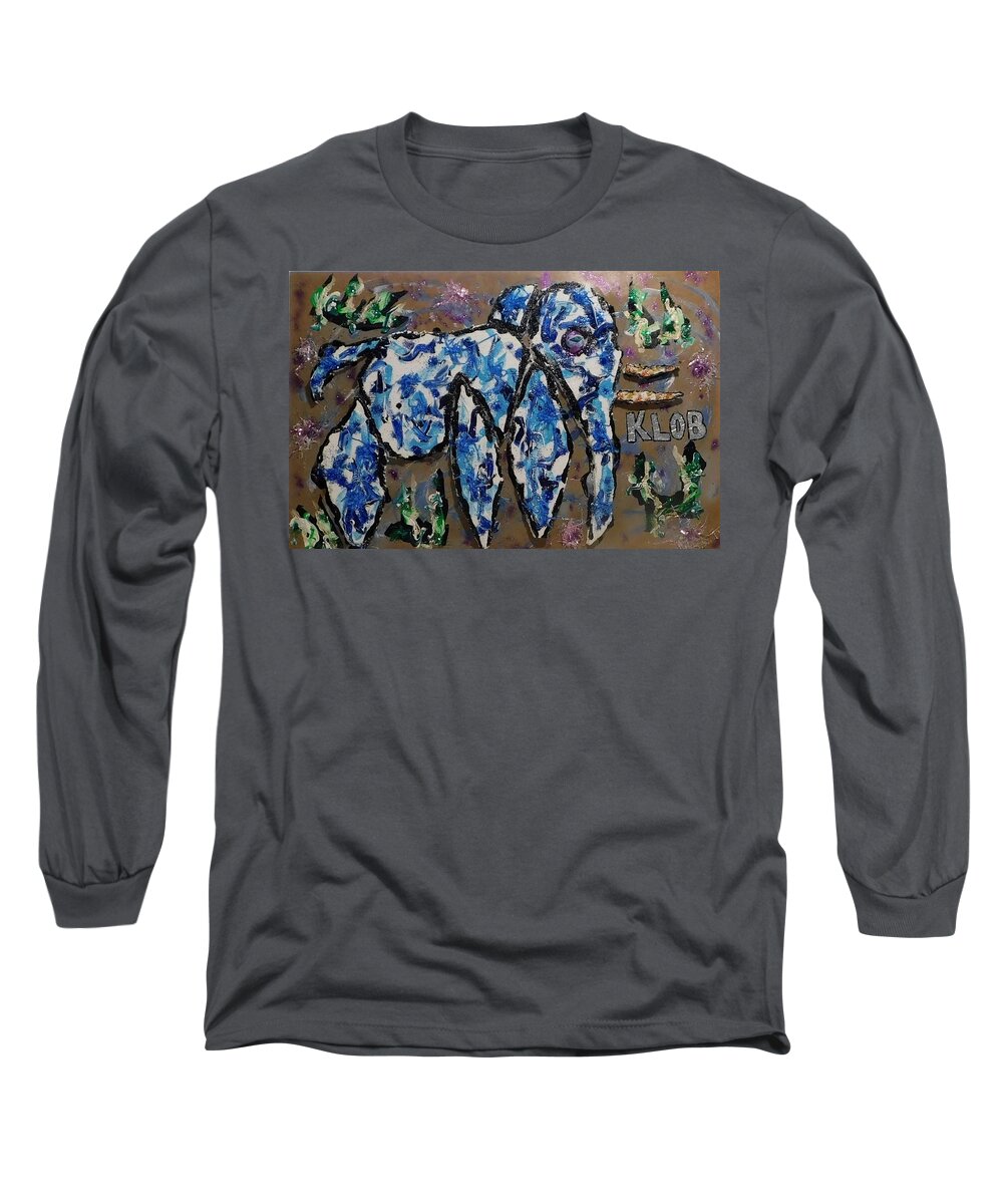Mammoth Long Sleeve T-Shirt featuring the mixed media Elektrolized Wooly Mammoth Grazing On The Plain by Kevin OBrien