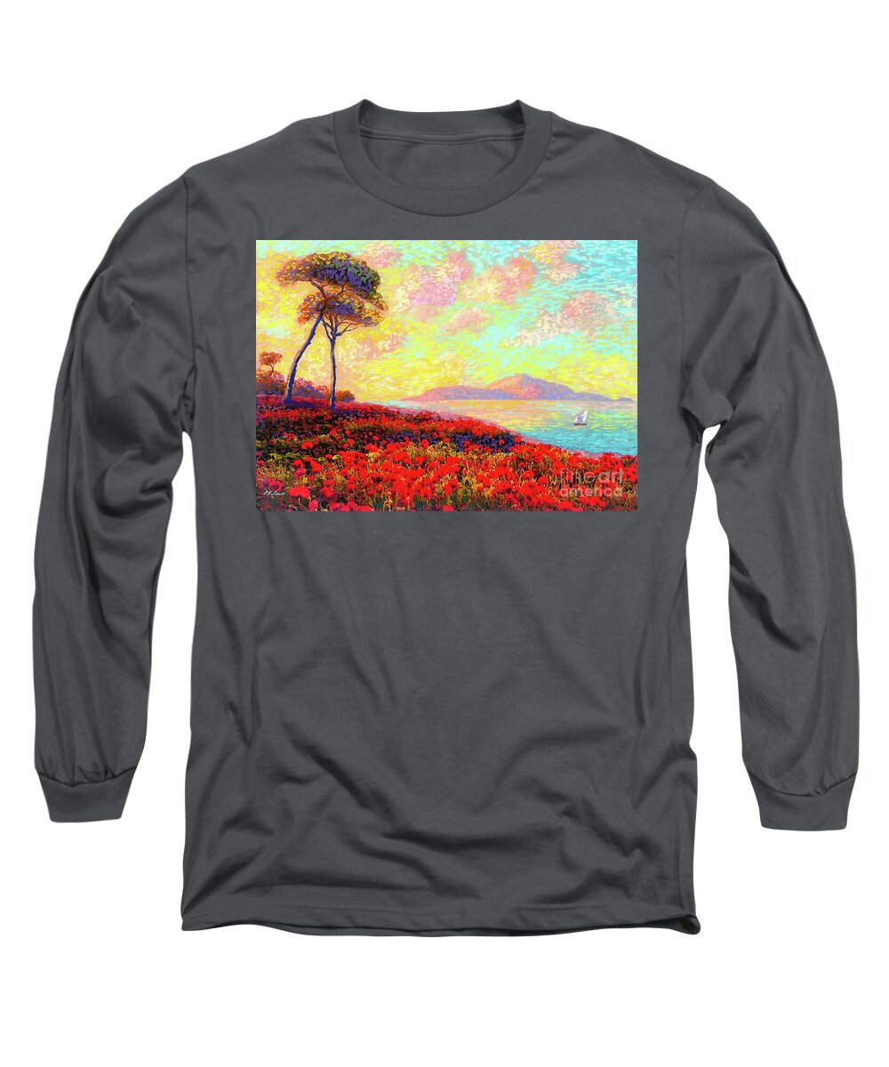 Floral Long Sleeve T-Shirt featuring the painting Enchanted by Poppies by Jane Small