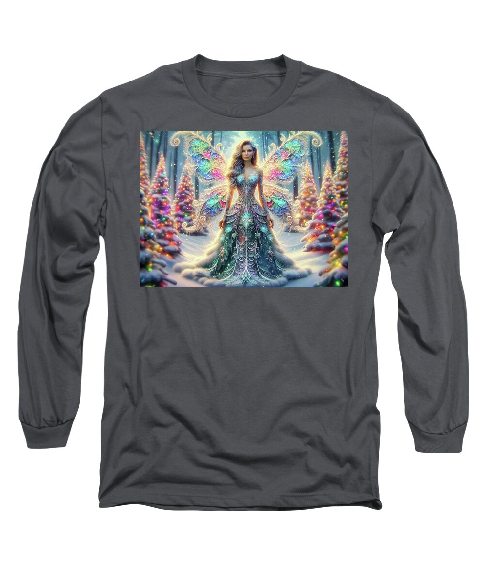 Winter Fairy Long Sleeve T-Shirt featuring the digital art Enchanted Fractal Frost by Bill and Linda Tiepelman