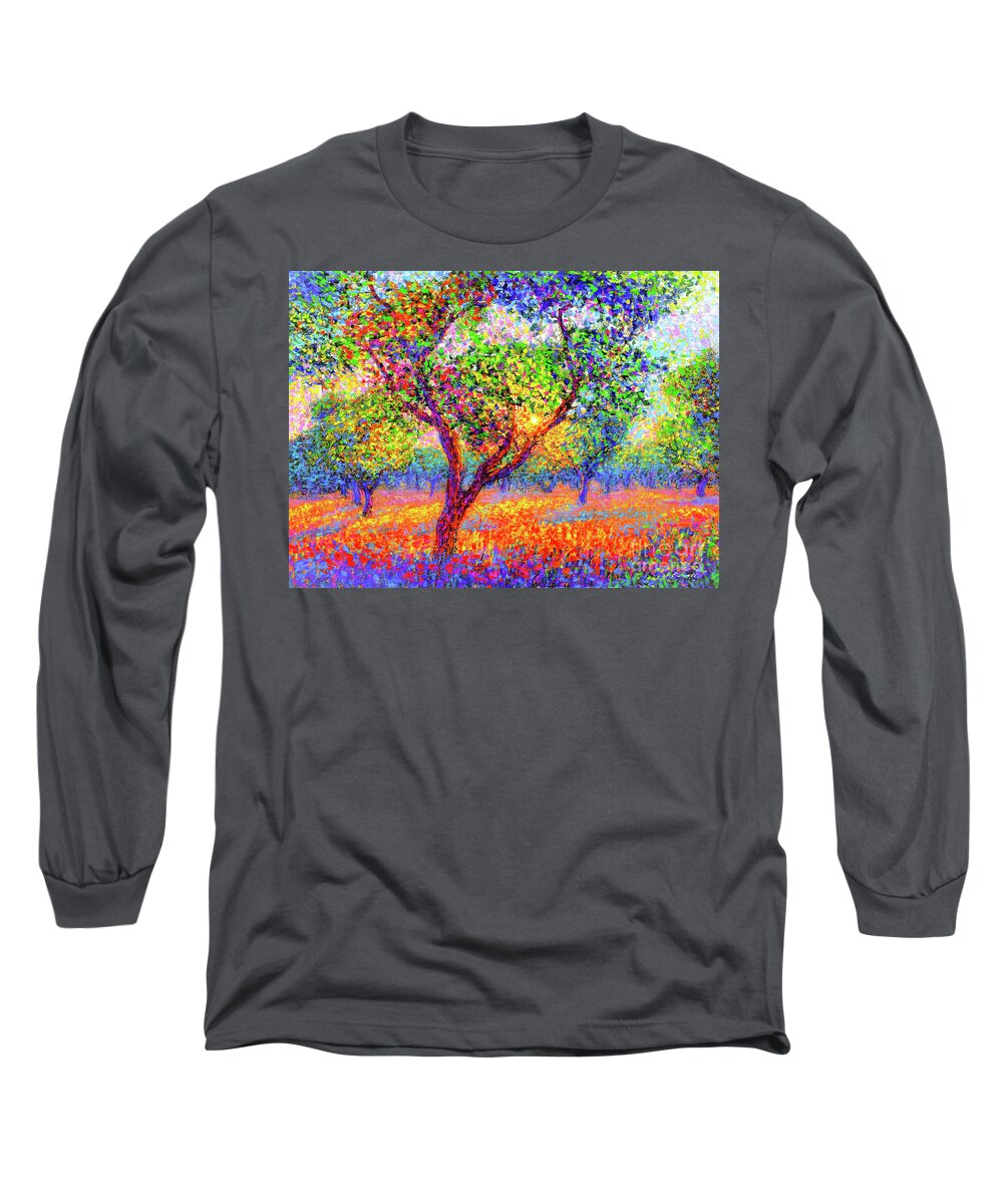 Floral Long Sleeve T-Shirt featuring the painting Evening Poppies by Jane Small