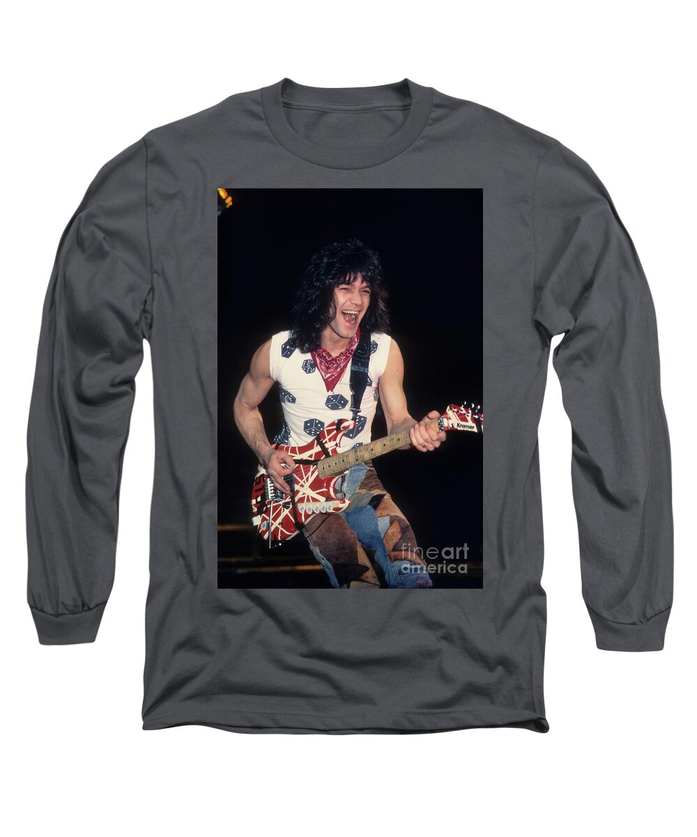 Eddie Van Halen Long Sleeve T-Shirt featuring the photograph Evh 1984 by David Plastik