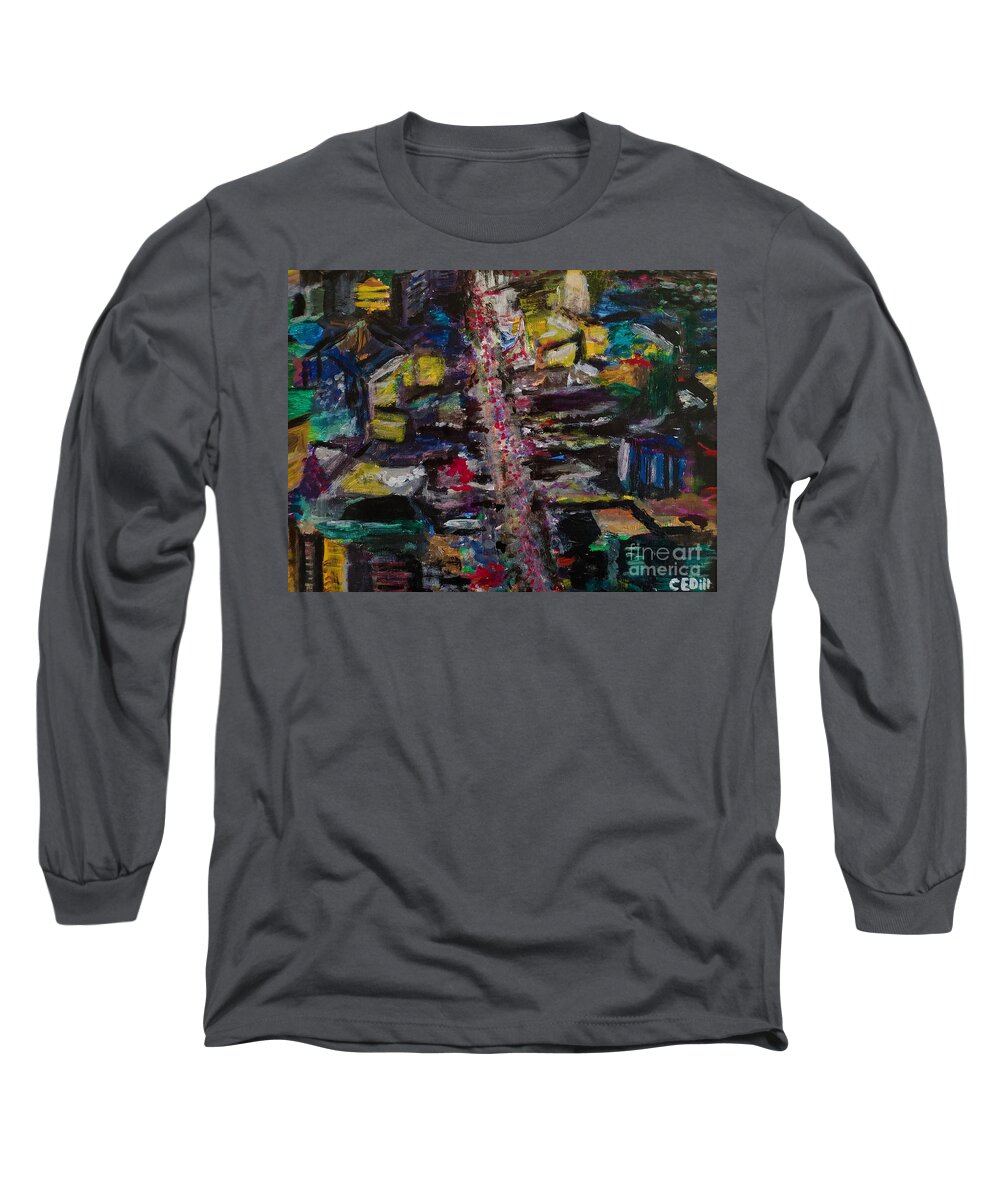 Las Vegas Long Sleeve T-Shirt featuring the painting Eye From the Sky, Las Vegas Strip by C E Dill