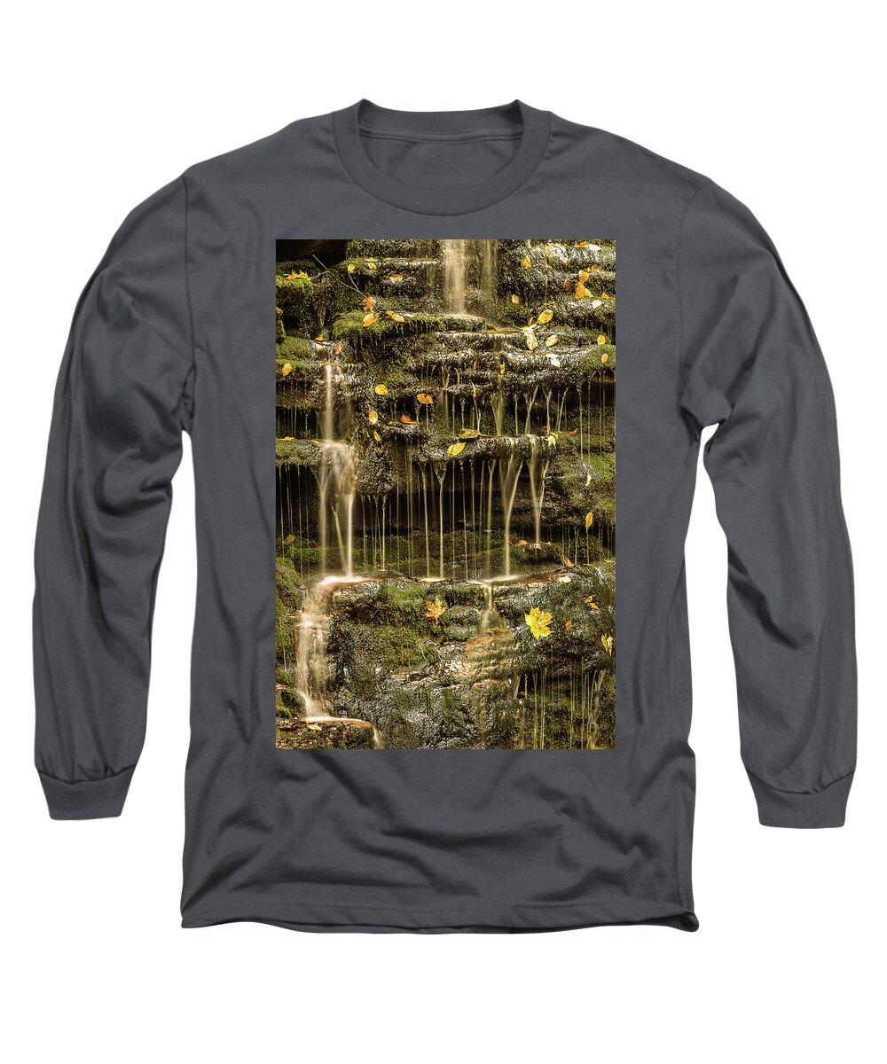 Ricketts Glen Long Sleeve T-Shirt featuring the photograph Falling leaves by Robert Miller