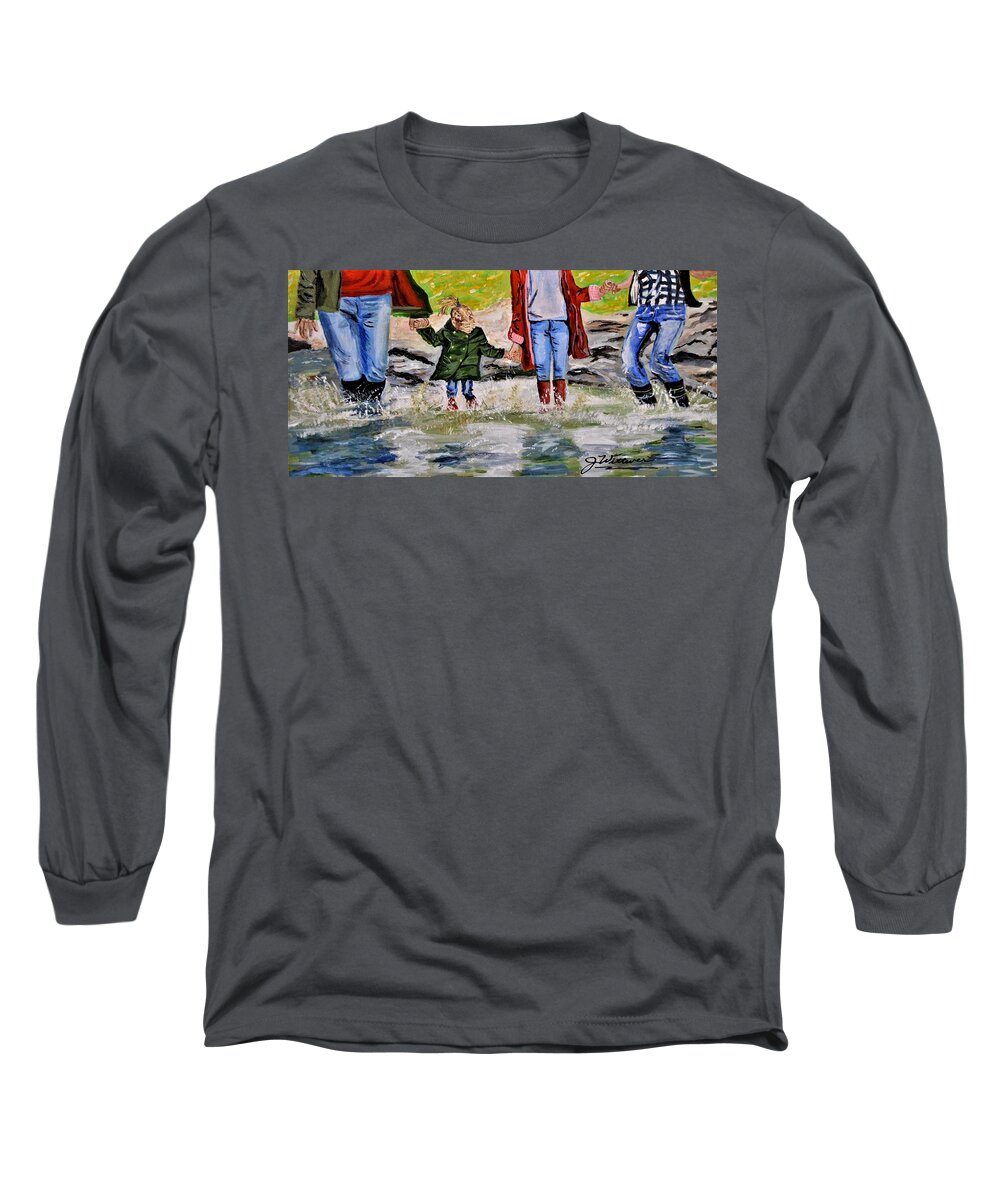 Family Long Sleeve T-Shirt featuring the painting Family Camping Trip by Julie Wittwer