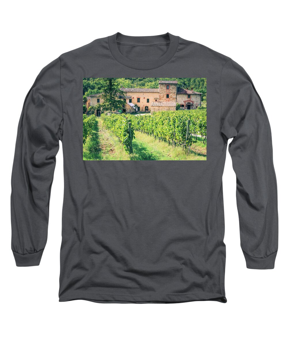 Europe Long Sleeve T-Shirt featuring the photograph Farmhouse in Tuscany by Alexey Stiop