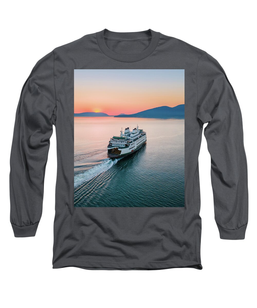 Sunset Long Sleeve T-Shirt featuring the photograph Ferry Sunset by Michael Rauwolf
