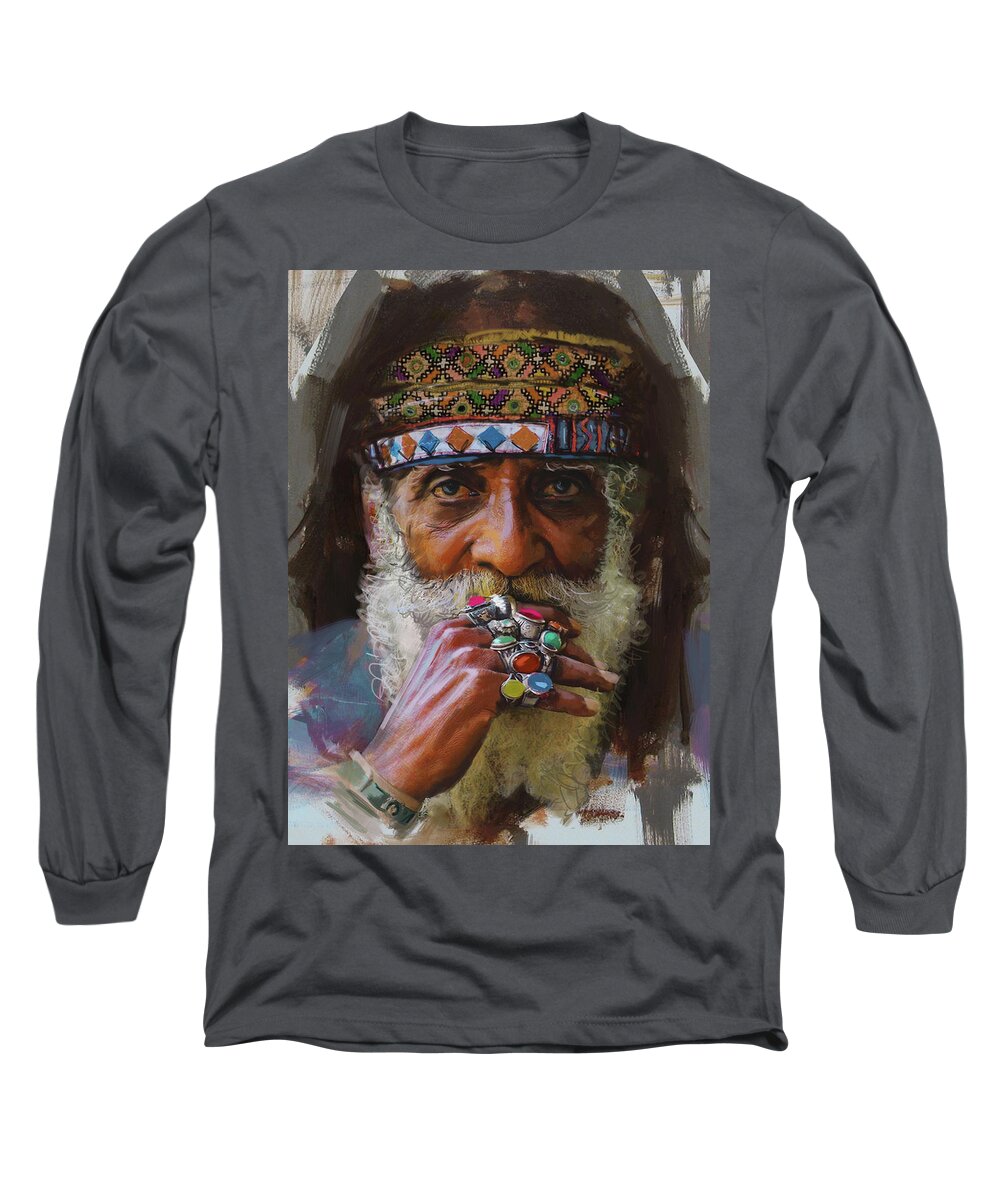  Long Sleeve T-Shirt featuring the painting Finger Candy by Mahnoor Shah