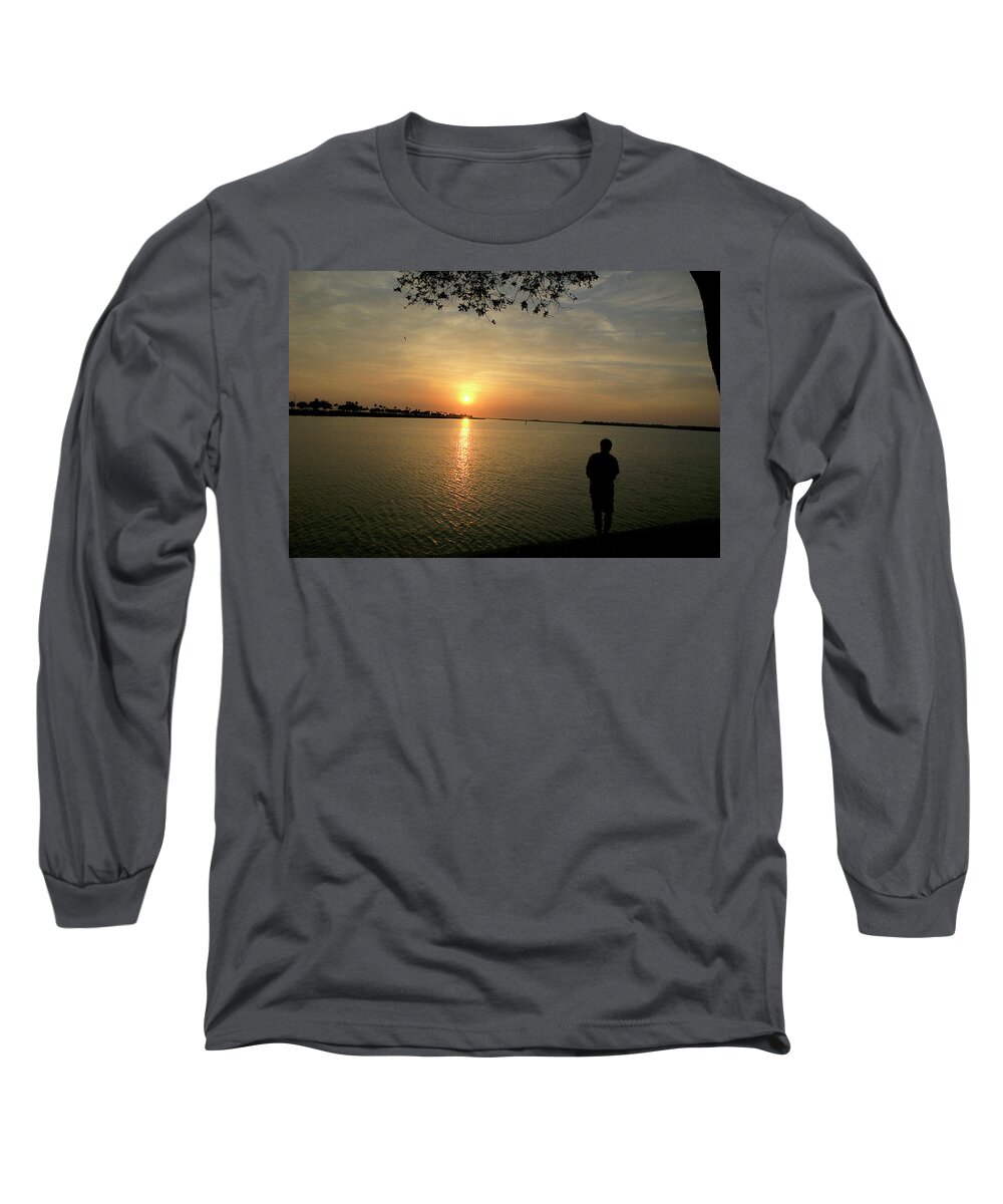 Sunset Long Sleeve T-Shirt featuring the photograph Fishing at Sunset by Chauncy Holmes