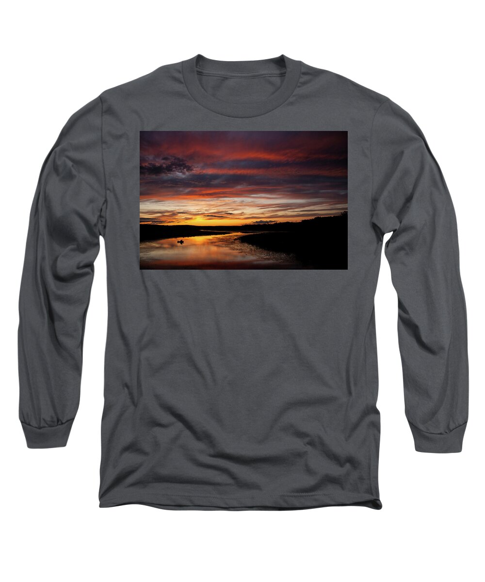 Quaboag River Long Sleeve T-Shirt featuring the photograph Fishing by David Pratt
