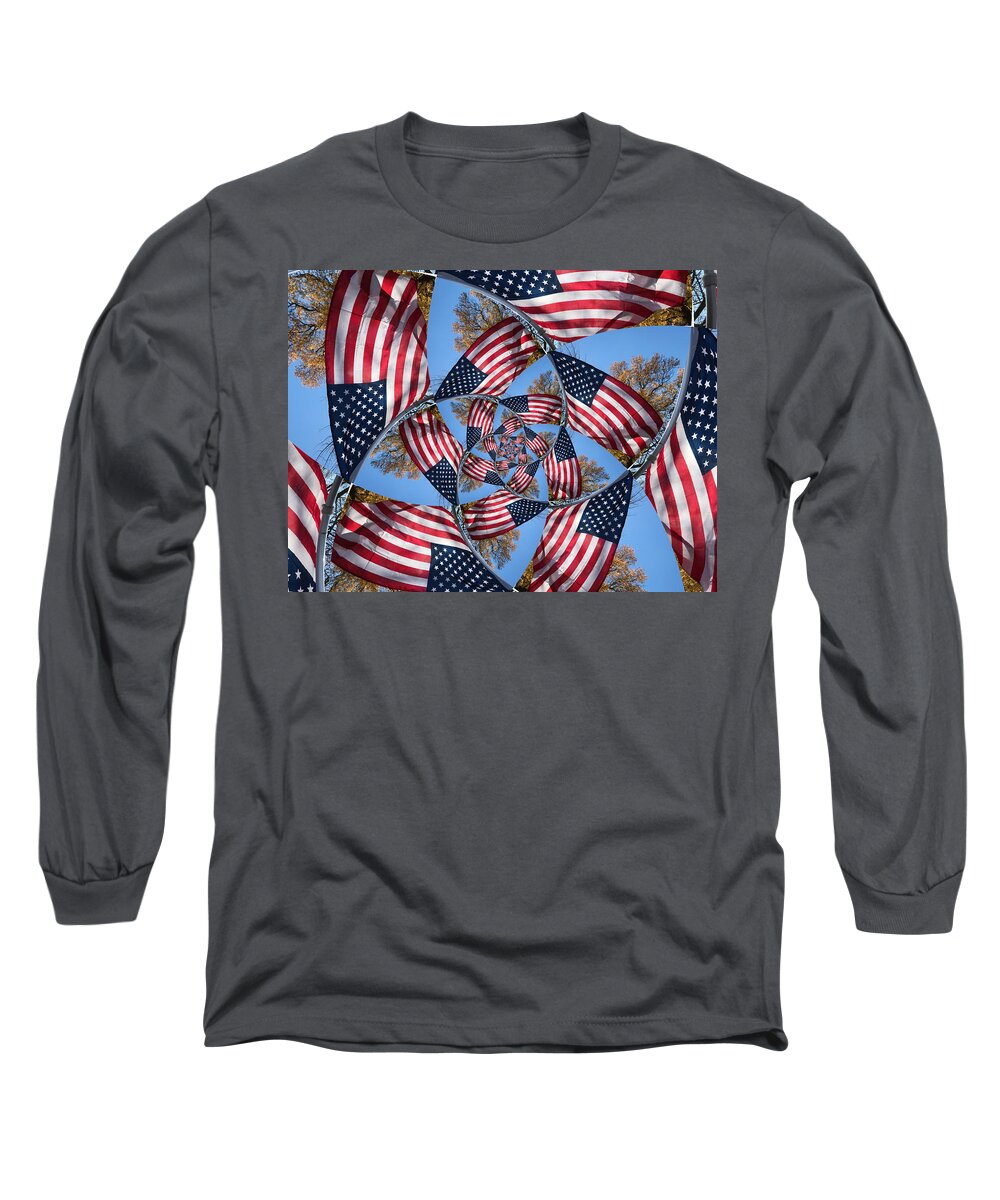 Flas Long Sleeve T-Shirt featuring the photograph Flag Waving by Eileen Backman