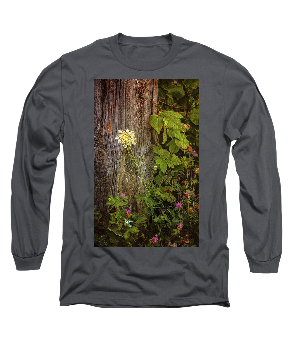 Flowers Long Sleeve T-Shirt featuring the photograph Flora and Wood by Steve Kelley