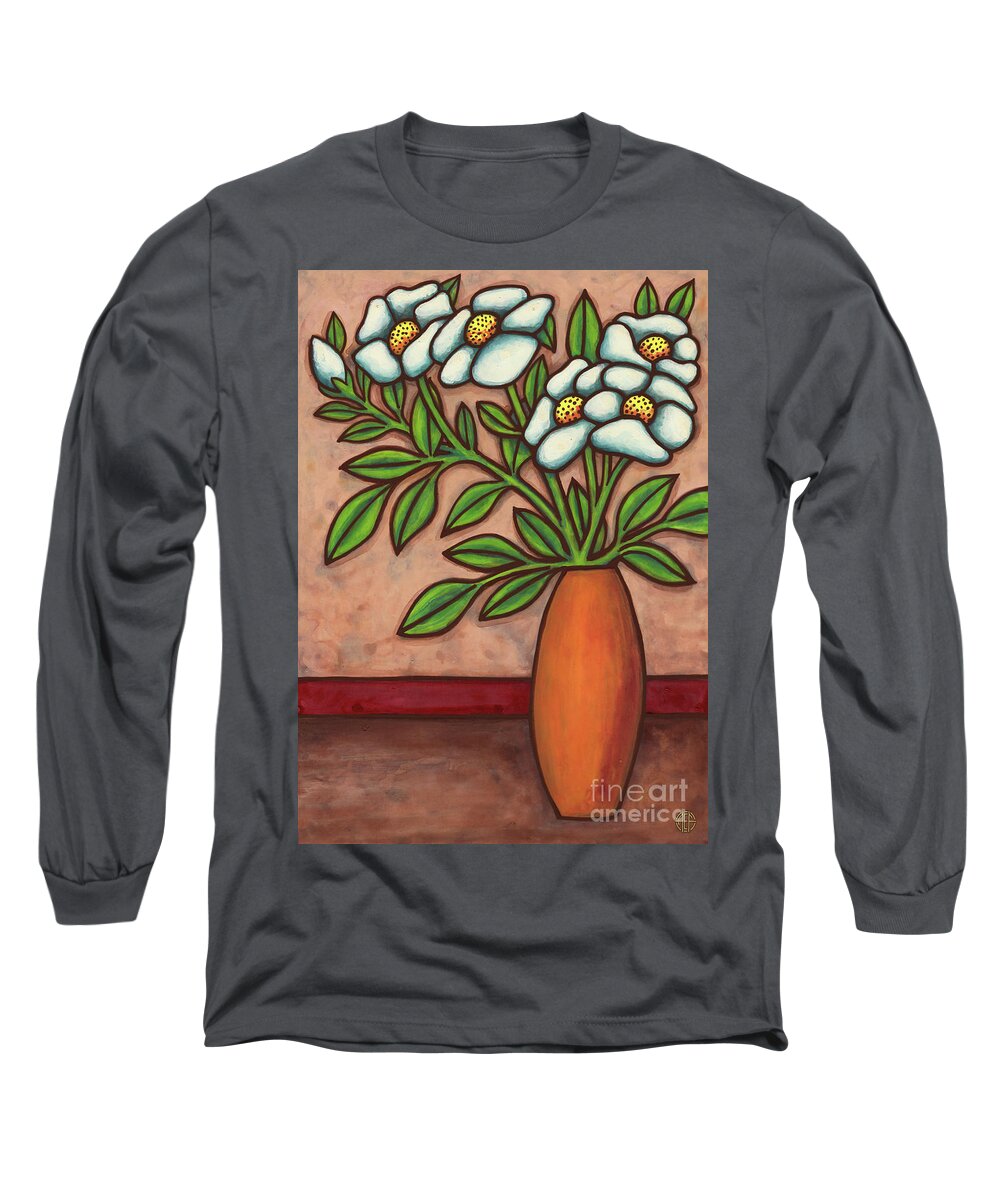 Vase Of Flowers Long Sleeve T-Shirt featuring the painting Floravased 23 by Amy E Fraser