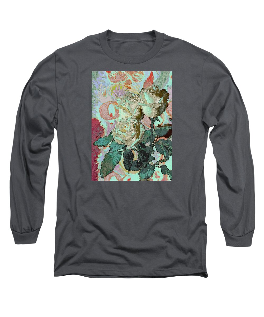 Flower Long Sleeve T-Shirt featuring the mixed media Flowers 211 by Corinne Carroll