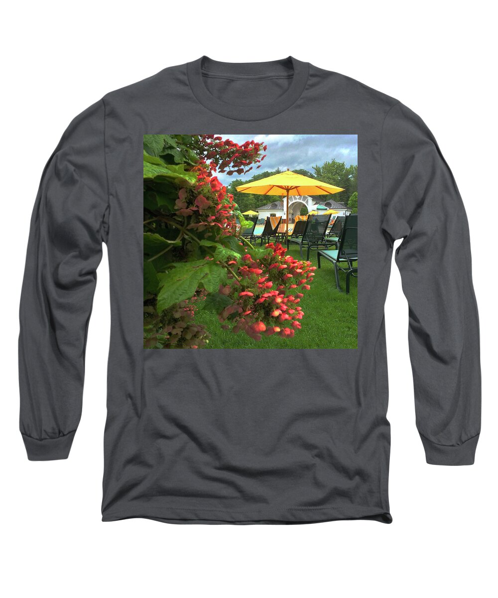 Umbrella Long Sleeve T-Shirt featuring the painting Flowers and Shade by Dorsey Northrup
