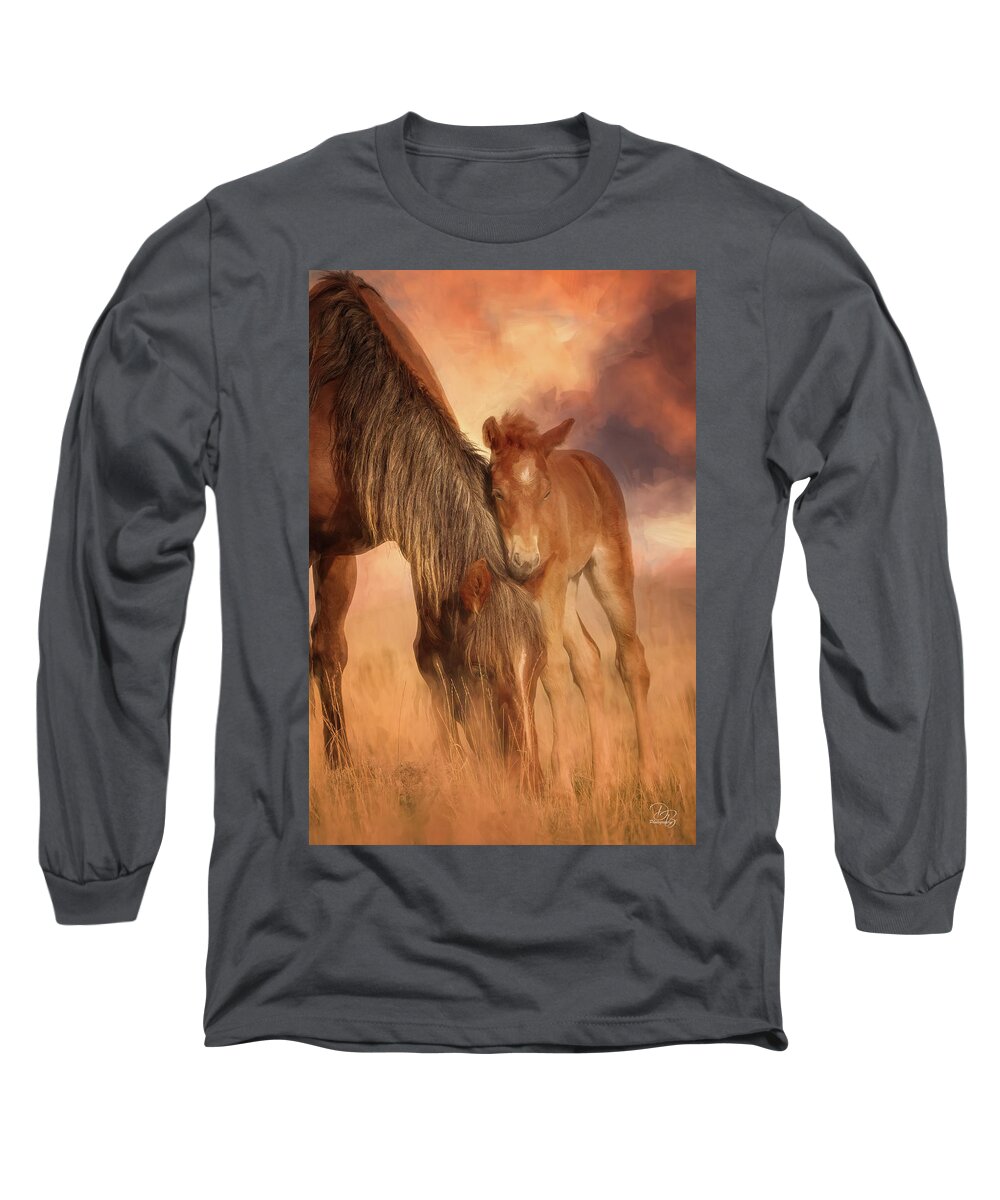 Animals Long Sleeve T-Shirt featuring the photograph Foal and Mare by Debra Boucher