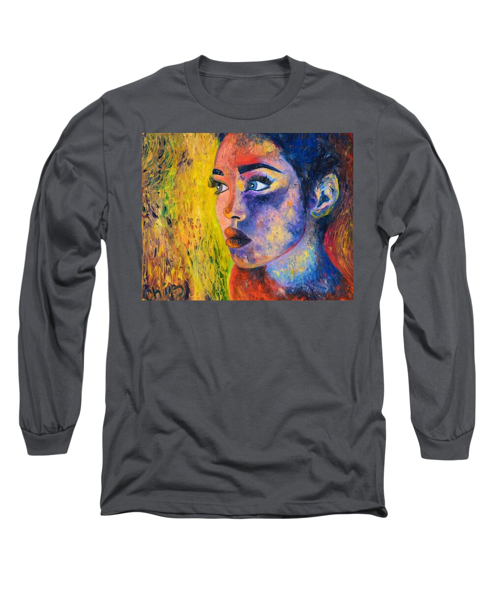Red Long Sleeve T-Shirt featuring the painting Focus by Chiara Magni