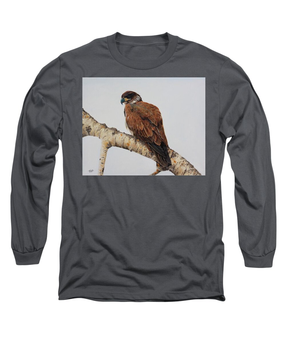 Juvenile Bald Eagle Long Sleeve T-Shirt featuring the painting Focused by Tammy Taylor
