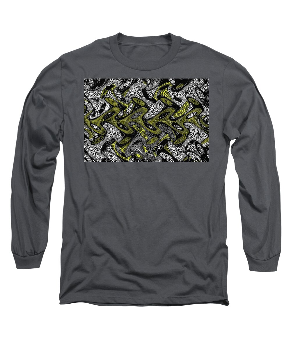 Foggy Forest Abstract Long Sleeve T-Shirt featuring the digital art Foggy Forest Abstract 6561 by Tom Janca