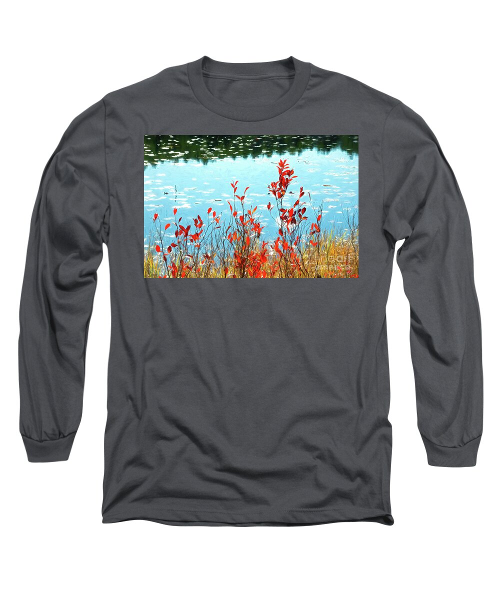 Foliage Long Sleeve T-Shirt featuring the photograph Foliage By the Water at Acadia National Park by Anita Pollak