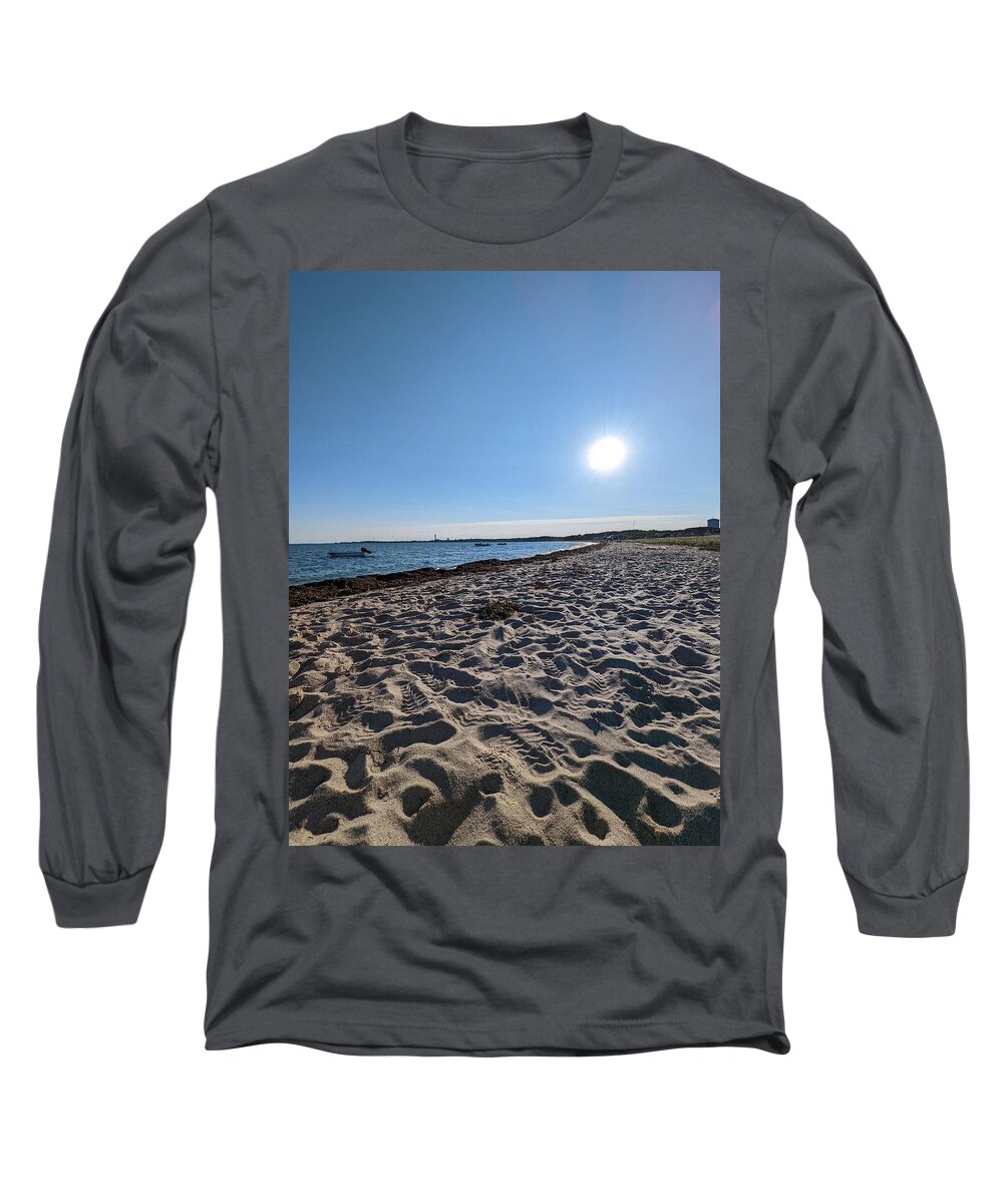 Sand Long Sleeve T-Shirt featuring the photograph Footprints to Provincetown by Annalisa Rivera-Franz