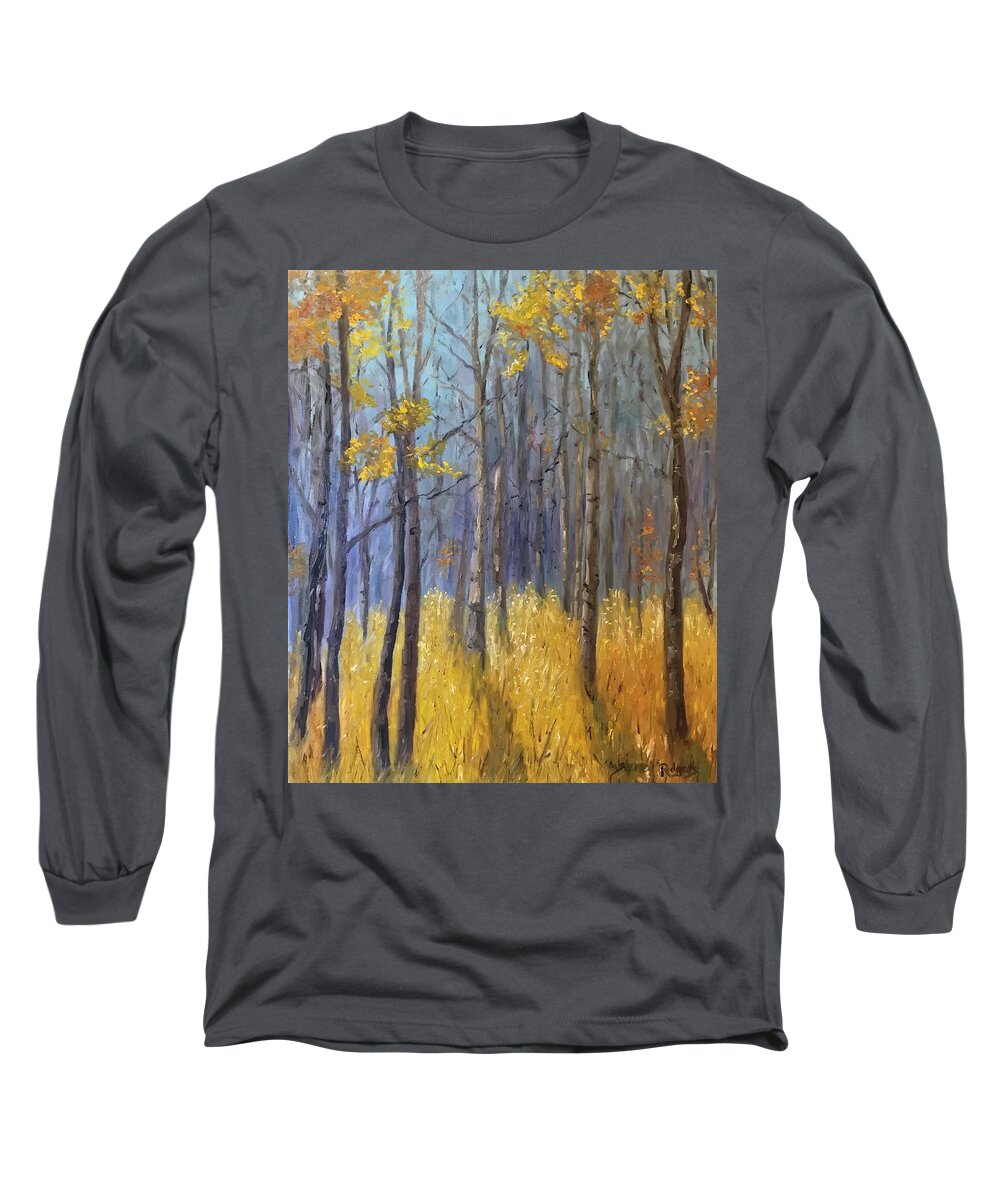 Landscape Long Sleeve T-Shirt featuring the painting Forest Tranquility by Sherrell Rodgers