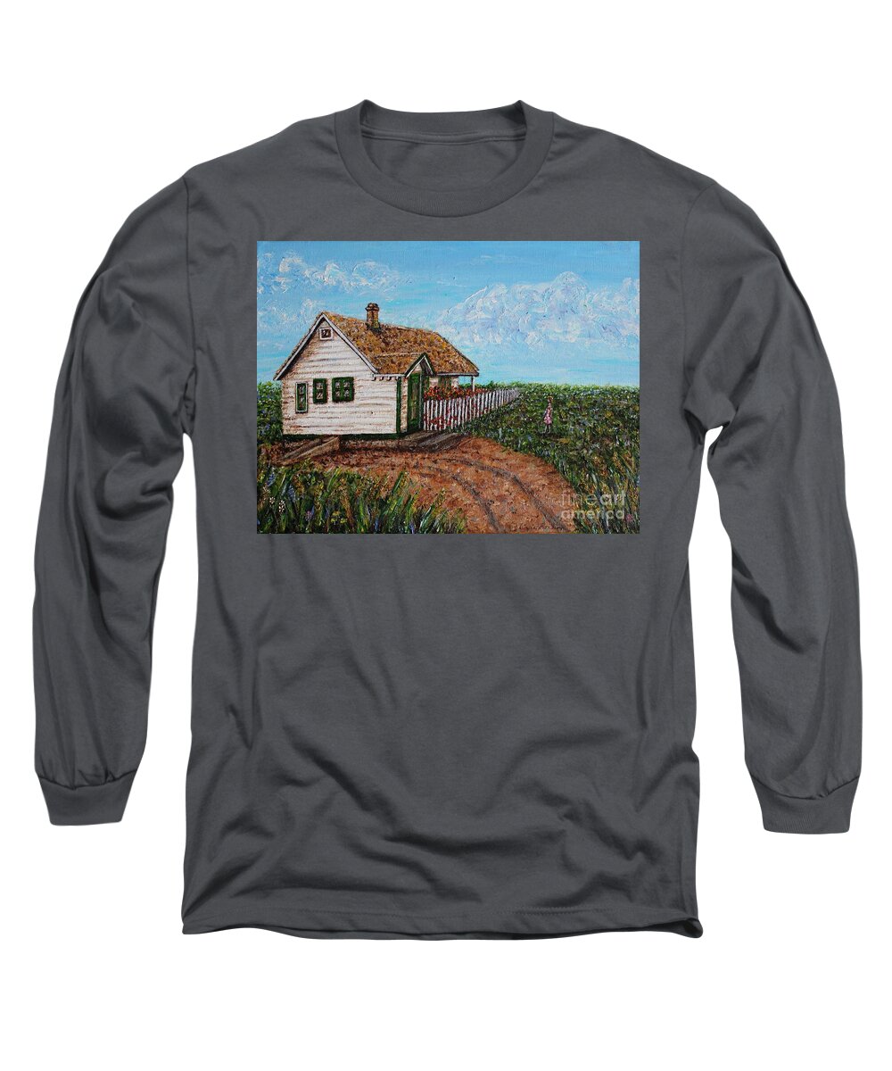 Schafer Long Sleeve T-Shirt featuring the painting Schafer House by Linda Donlin