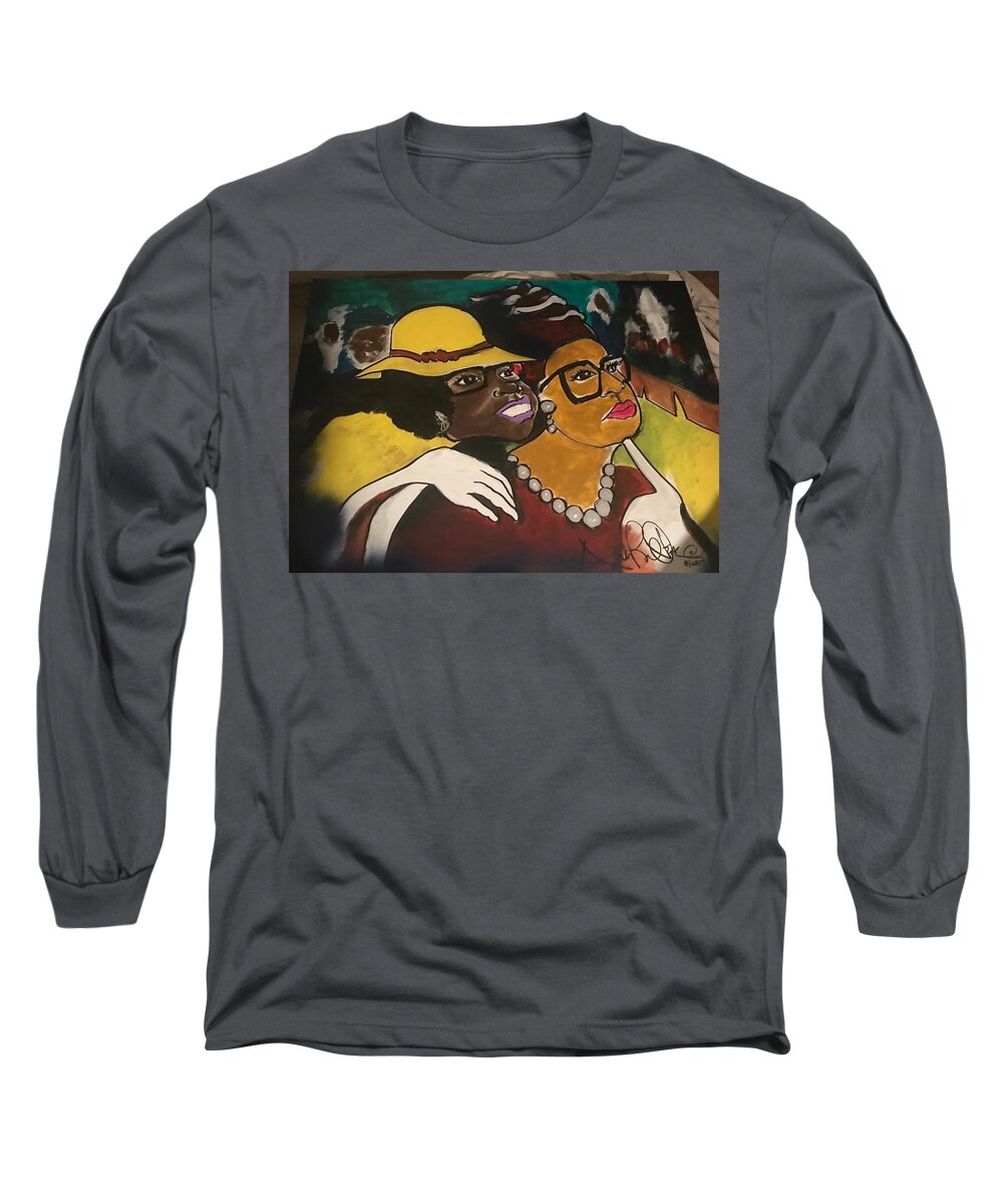  Long Sleeve T-Shirt featuring the painting Friends by Angie ONeal
