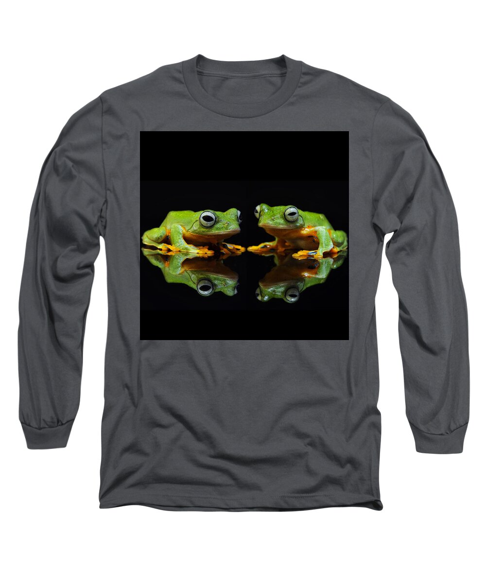 Frogs Long Sleeve T-Shirt featuring the photograph Frogs In the Dark by World Art Collective