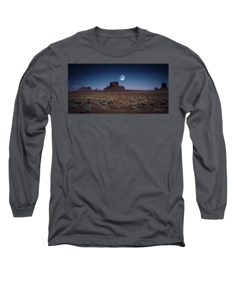 Monument Valley Long Sleeve T-Shirt featuring the photograph Full Moon over Monument Valley by Barbara Zahno