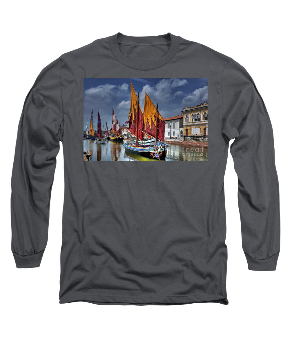Sail Long Sleeve T-Shirt featuring the photograph Full Sails - Marine Museum of Cesenatico - Italy by Paolo Signorini