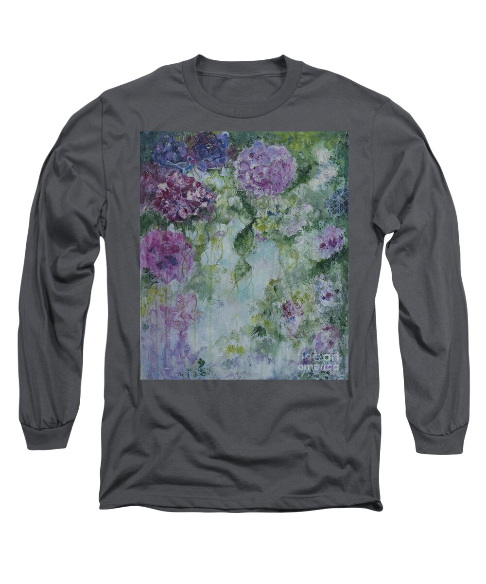 Garden Bird Long Sleeve T-Shirt featuring the painting Garden Bird by Cherie Salerno