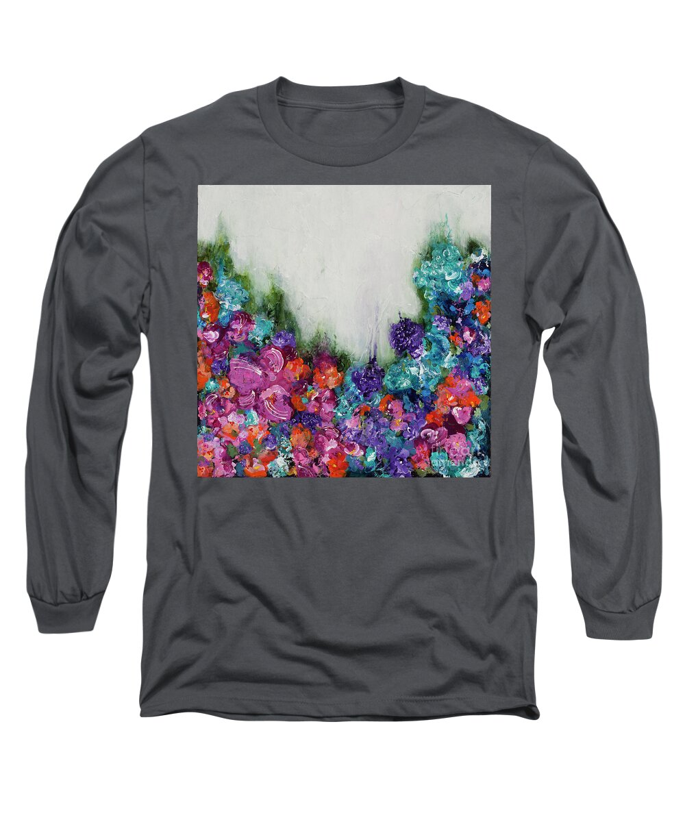 Abstract Long Sleeve T-Shirt featuring the painting Garden of Eden by Kirsten Koza Reed